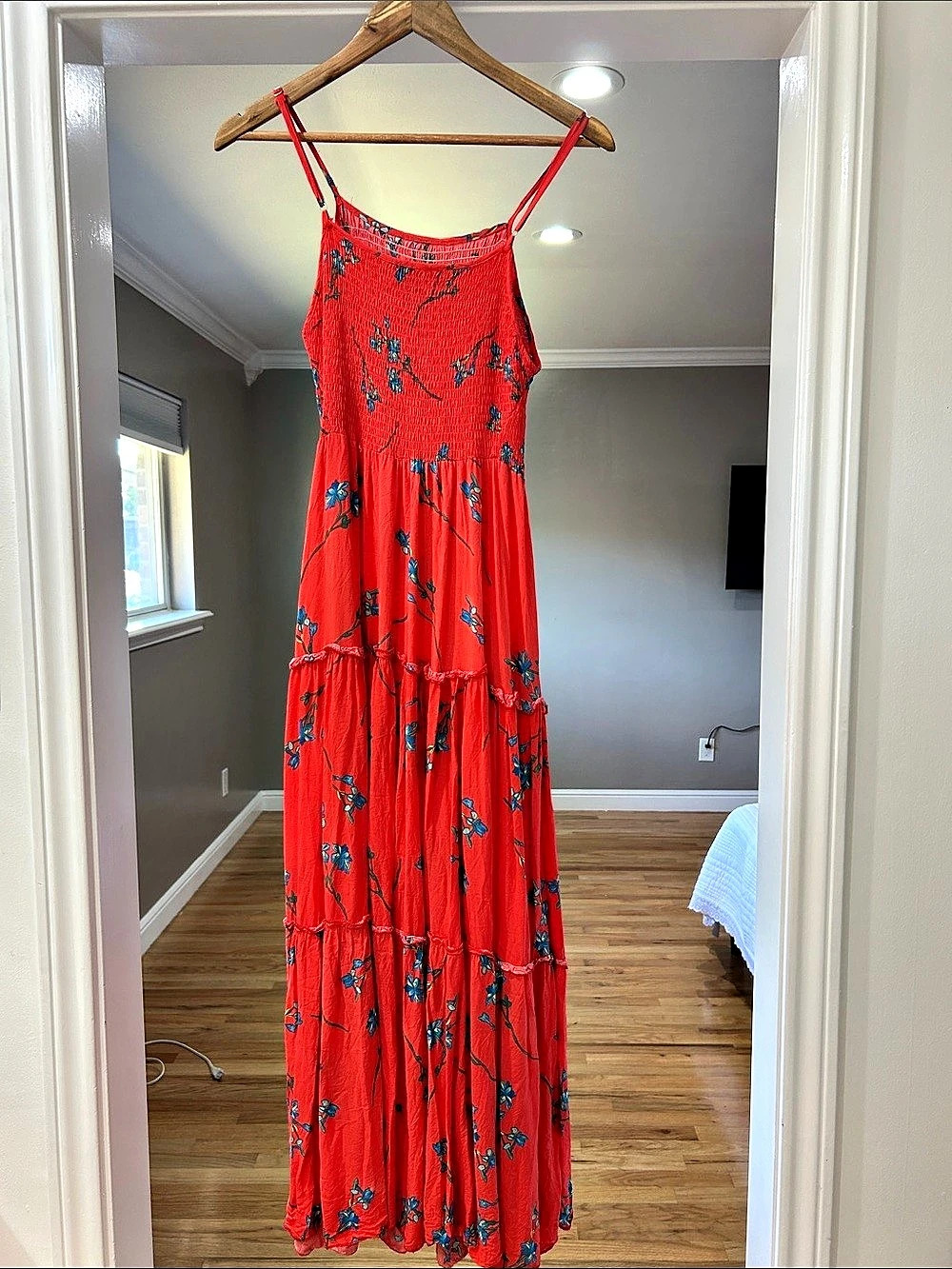 Floral Maxi Dress in Red & Blue